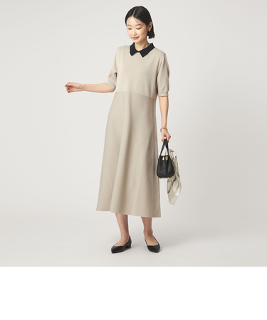 ハイショク エリツキ ショートスリーブ ニット ワンピース