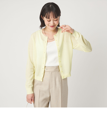 ハニカム クロップド ニット カーディガン