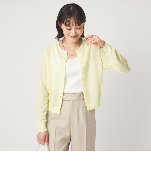 ハニカム クロップド ニット カーディガン