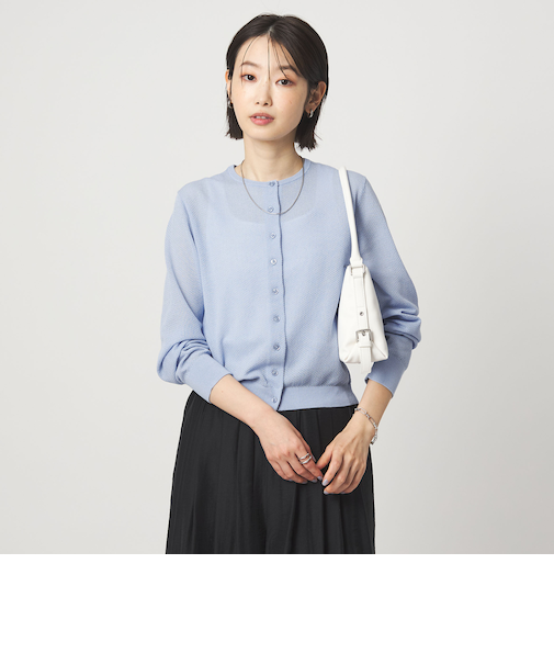 ハニカム クロップド ニット カーディガン