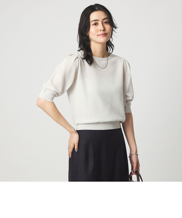 ハニカム タック スリーブ プルオーバー ニット