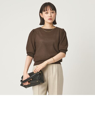 ハニカム タック スリーブ プルオーバー ニット