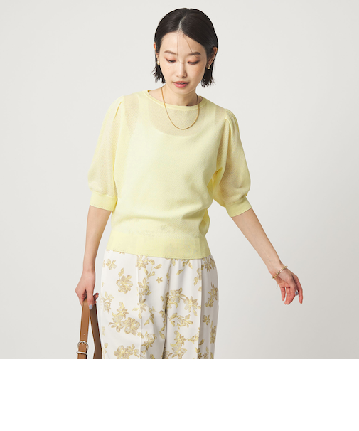 ハニカム タック スリーブ プルオーバー ニット