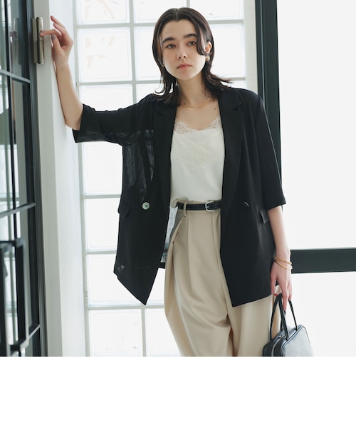 す*ら様 green label relaxing シアーエアミドルスリーブジャ 結論シリーズ】シアーエアミドルスリーブジャケット［size SHORTあり