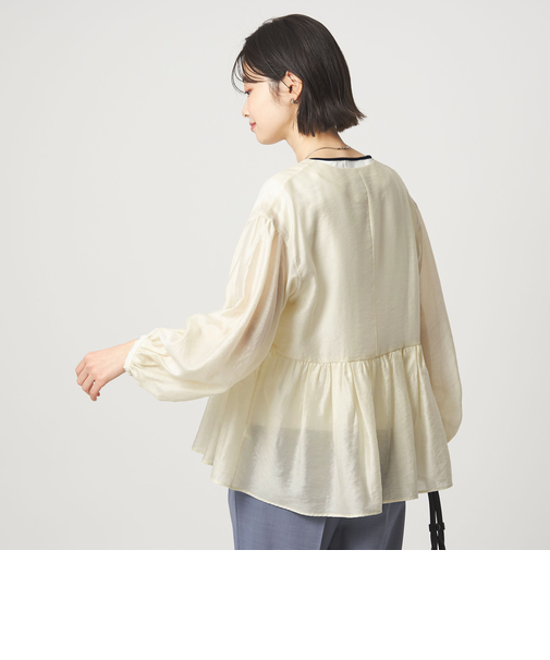 ［size SHORTあり］fleurie(フルリー) シアー ノーカラー ジャケット 接触冷感