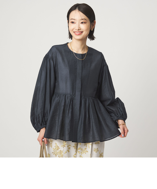 ［size SHORTあり］fleurie(フルリー) シアー ノーカラー ジャケット 接触冷感