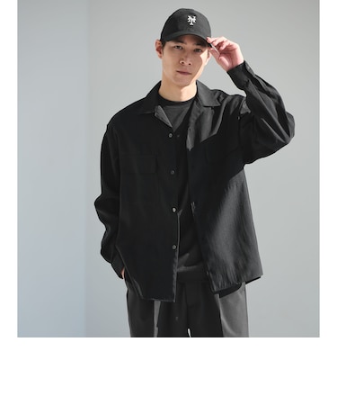 ナイロン ツイル オープンカラー シャツ ブルゾン -撥水-