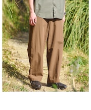 コットン ナイロン バレル ワイド イージーパンツ W4