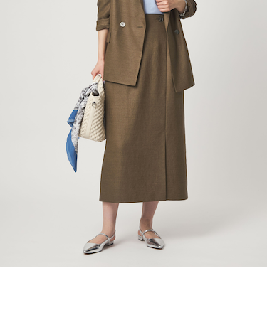 ［size SHORTあり］リネンライク スリット タイト スカート