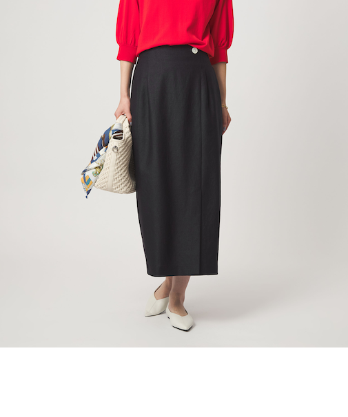 ［size SHORTあり］リネンライク スリット タイト スカート