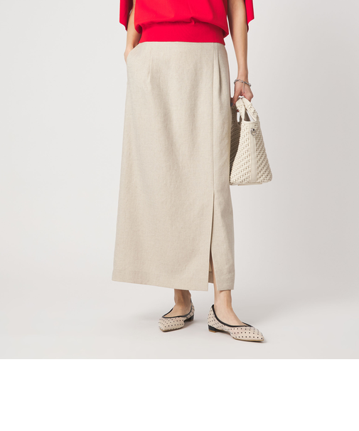 ［size SHORTあり］リネンライク スリット タイト スカート