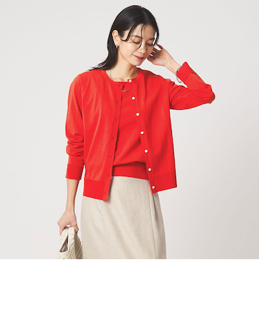 HIYOKE クルーネック ニット カーディガン マシンウォッシャブル 接触冷感 UVカット 遮熱