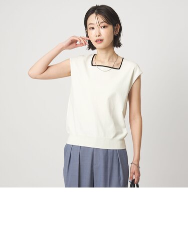 HIYOKE スクエアネック フレンチスリーブ ニット