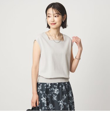 HIYOKE スクエアネック フレンチスリーブ ニット