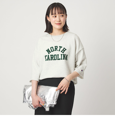 【別注】＜Champion＞6分袖 プリント スウェット プルオーバー