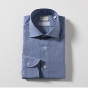 MADE BY HITOYOSHI ギンガムチェック ワイドカラー ドレスシャツ