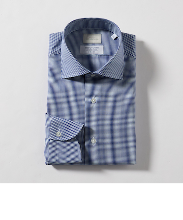 MADE BY HITOYOSHI ギンガムチェック ワイドカラー ドレスシャツ