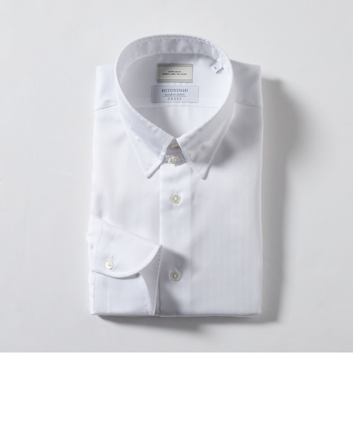 MADE BY HITOYOSHI ヘリンボーン タブカラー ドレスシャツ