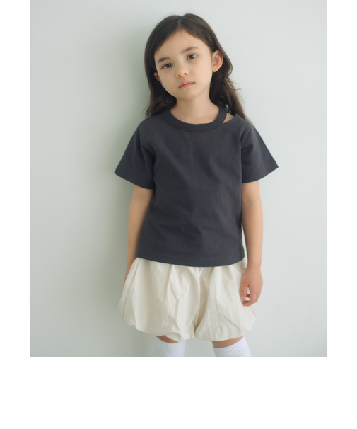 【WEB限定】ネック スリットTシャツ 100cm-160cm