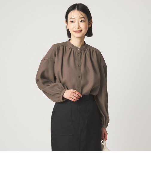 袖ボリューム ギャザー ブラウス マシンウォッシャブル 通気性