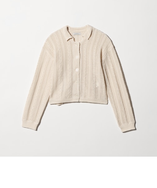 メッシュ ポロカーディガン ウォッシャブル