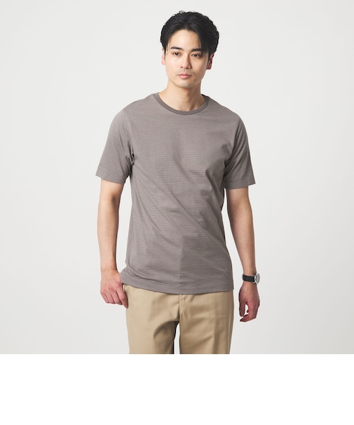 LONG FIBER COTTON ボーダー クルーネック 半袖 Tシャツ