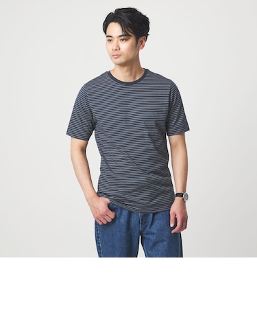 LONG FIBER COTTON ボーダー クルーネック 半袖 Tシャツ