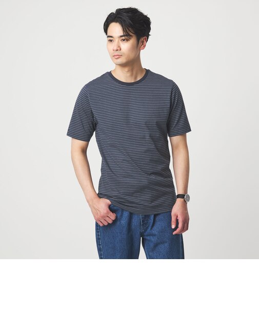 LONG FIBER COTTON ボーダー クルーネック 半袖 Tシャツ