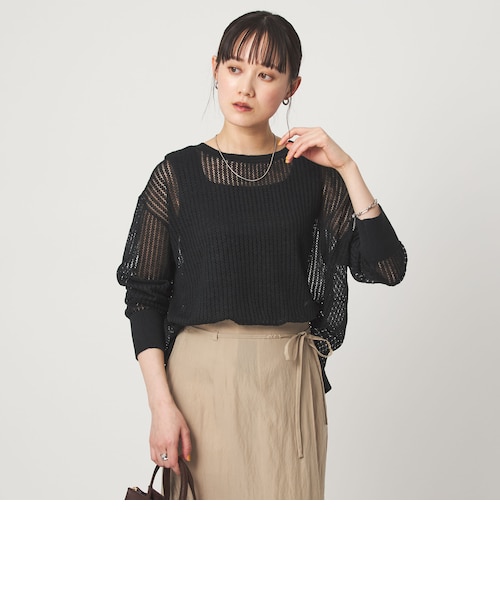 VAINL ARCHIVE リネンメッシュニット フレンチリネン メッシュ プルオーバー ニット｜グリーンレーベル