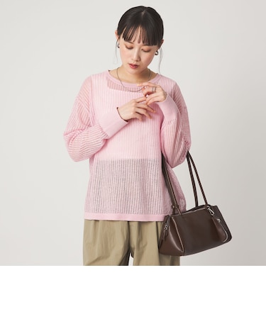 フレンチリネン メッシュ プルオーバー ニット