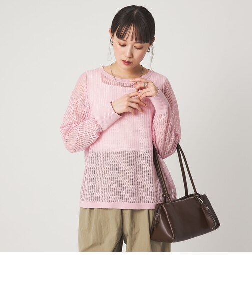 フレンチリネン メッシュ プルオーバー ニット