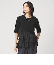 ドッキング ペプラム ショートスリーブ ニット プルオーバー ウォッシャブル