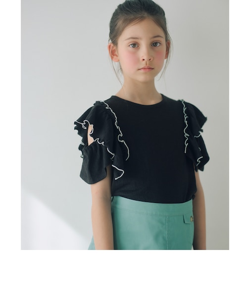 ショルダースリット フリルTシャツ / キッズ 140cm-160cm
