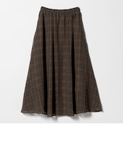 シアー チェック ロング スカート