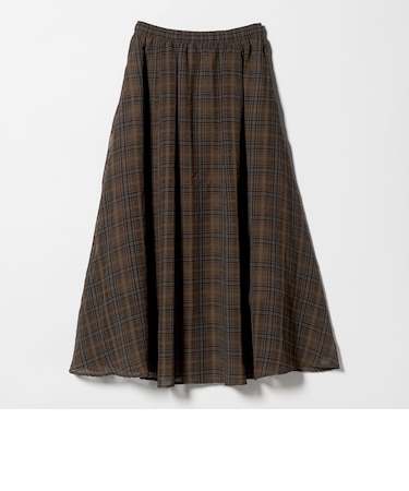 シアー チェック ロング スカート