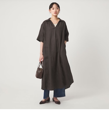 ［size SHORTあり］リネン シャツ ワンピース