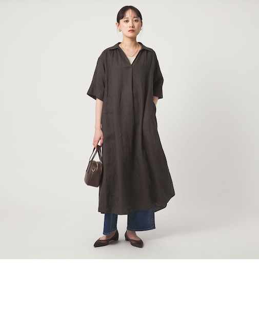 ［size SHORTあり］リネン シャツ ワンピース