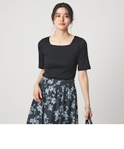 ブライトリブ スクエアネック 5分袖 プルオーバー カットソー