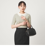 リブ エリレース 2WAY 5分袖 ニット プルオーバー