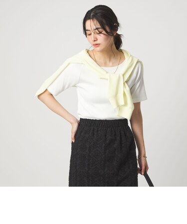 ブライトリブ ボートネック 5分袖 プルオーバー カットソー