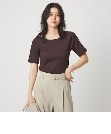 ブライトリブ ボートネック 5分袖 プルオーバー カットソー