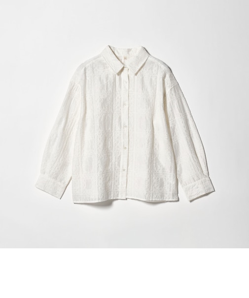 シアー クロス ステッチ シャツ