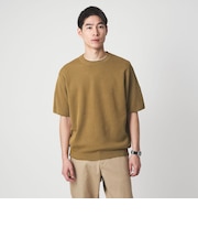 BREEZY ペーパー 半袖 クルーネック ニット Tシャツ -ハンドウォッシャブル・抗菌・通気性-