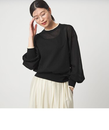 【WEB限定】＜at ease＞バイカラー シアー ニット プルオーバー