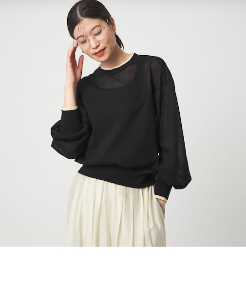 【WEB限定】＜at ease＞バイカラー シアー ニット プルオーバー