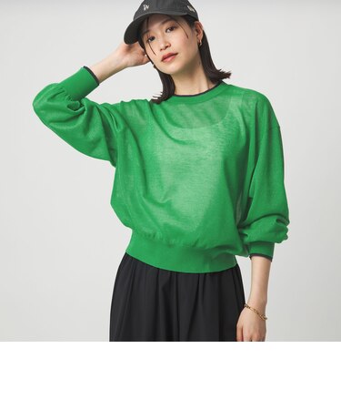 【WEB限定】＜at ease＞バイカラー シアー ニット プルオーバー