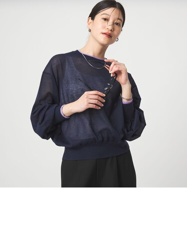 【WEB限定】＜at ease＞バイカラー シアー ニット プルオーバー