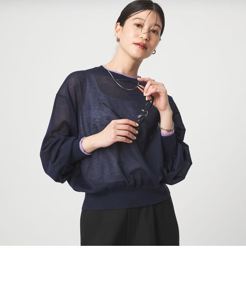 【WEB限定】＜at ease＞バイカラー シアー ニット プルオーバー