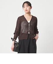 メッシュ リボン Vネック カーディガン