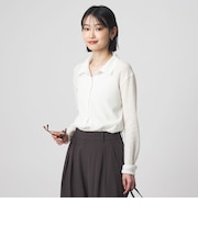 シアー サーマル ポロカーディガン